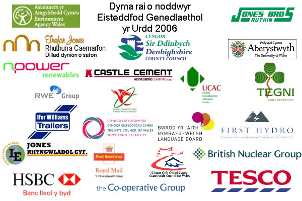Llun sy'n dangos logos noddwyr Eisteddfod yr Urdd 2006